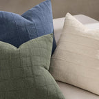 Woaboy Linen Check Throw Pillow Covers Set of 2 - Natural Beige Farmhouse Modern Boho Vintage Decorative Cushion Covers for Sofa Couch Bedroom Living Room Decor 20x20 Inch