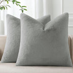 Pallene Faux Fur Plush Throw Pillow Covers 16x16 Set of 2, Soft Fluffy Couch Pillow Covers for Living Room, Grey