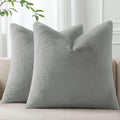 Pallene Faux Fur Plush Throw Pillow Covers 26x26 Set of 2, Soft Fluffy Couch Pillow Covers for Living Room, Grey