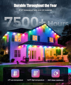 POOFZY Permanent Outdoor Lights for House,150ft RGB+IC Smart Outdoor Decor, 50 Scene Modes,App/Remote Control,IP67 Waterproof,for Christmas,Halloween,Daily & Holiday Party Decor,House Roof Lighting