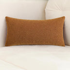 Jeneoo Amber Yellow Decorative Long Lumbar Thick Throw Pillow Covers Fine Textured Boucle Couch Cushion Case for Livingroom Sofa Decor, Set of 1, 14 x 36 Inch