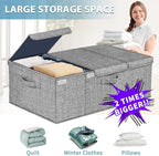Deep Under Bed Storage Container, 10" Tall Height Underbed Box Bin with Lids 31" Long Large Basket for Under Bed, Bedroom, Dorms, Clothes, Bed sheets, Blankets, 2 Pack, Grey