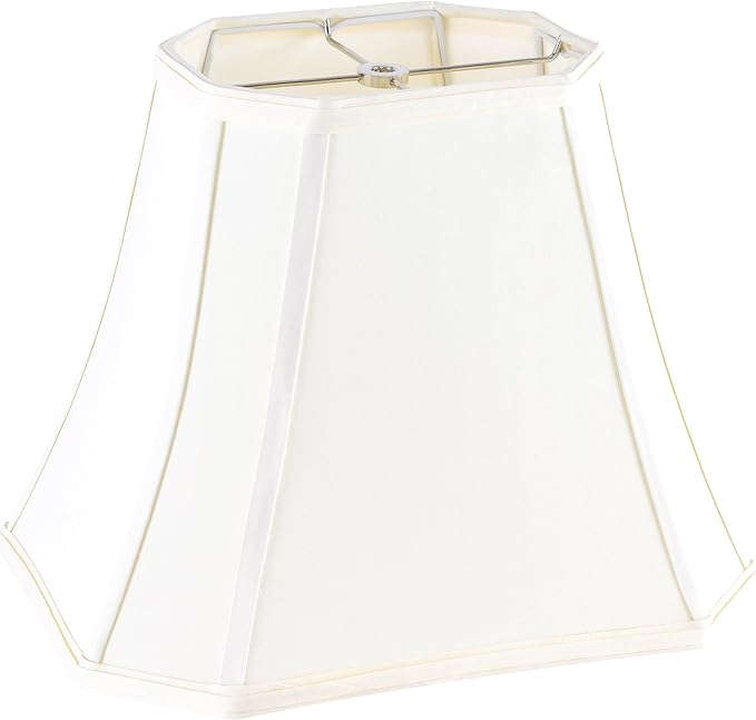 GO&SO Square Cut Corner Lampshade Spider, 8x14x11 Inch Medium Beige Cream Table Lamp Shade,Natural Fabric Easy Assembly (Single), Modern Lamp shade for Floor Lamps Replac Bedroom Lamp Decor