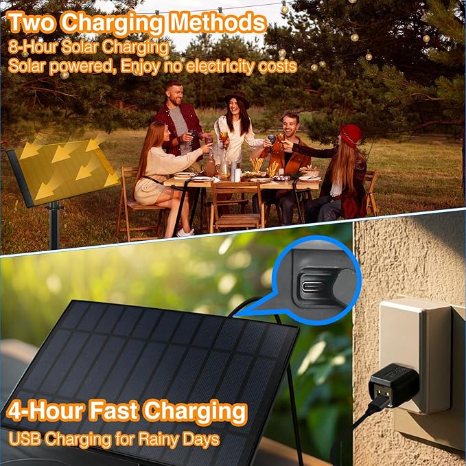 DAYBETTER 100FT Solar String Lights Outdoor Waterproof with Remote,50 LED Bulbs Dimmable&Timer,Patio Lights Solar Powered, Weather Resistant for Patio, Garden, Yard, Pathway