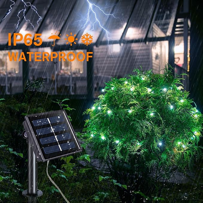 QITONG 4 Pack White Solar Fairy Lights, Each 33ft 100 LED String Light Outdoor Waterproof, 8 Modes Silver Wire Christmas Twinkle Lights
