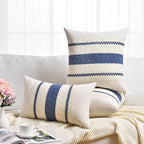Fancy Homi Set of 2 Dusty Blue Vintage Decorative Throw Pillow Covers 22x22 Inch for Couch Bed Sofa Chair Bedroom, Rustic Retro Square Cushion Case, Modern Farmhouse Boho Living Room Decor Indoors