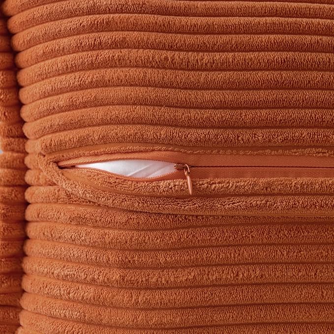 MIULEE Rust Fall Decorative Throw Pillow Covers for Couch Bed Livingroom 20x20 Inch Set of 2 Boho Accent Throw Pllows Broadside Striped Patchwork Soft Corduroy Pillowcases