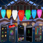Christmas Outdoor Lights C9 66FT 100 LEDs, Smart APP Remote Control RGB String Lights Plug in, DIY Chasing Xmas Lights, Color Changing with Timer & Music Sync for Holiday Xmas Tree Decoration