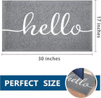 EARTHALL Door Mat Outside Inside Hello Doormat, 30"x17.5", Durable Floor Mat Non Slip Mat Ultra Absorb Mud Easy Clean Front Doormat for Garage, Entryway, Patio, High Traffic Areas, Grey