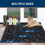 Smiry Welcome Door Mat Outside Entrance, Heavy Duty Trap Dirt and Moisture Easy Clean Low Profile Patio Porch Indoor Outdoor Front Doormat for Entry, 29.5x17 Inch, Black/Welcome