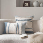 Boho Throw Pillow Covers 20x20 Inch Set of 2, Blue Textured Decorative Couch Pillow Cases for Farmhouse Home Decor, Accent Cushion Cover for Sofa, Bed, Living Room, Bedroom
