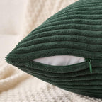 MIULEE Pack of 2 Army Green Corduroy Pillow Covers Soft Boho Striped Throw Pillow Covers Set Decorative Square Cushion Cases Pillowcases for Spring Sofa Bedroom Couch 18 x 18 Inch