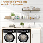 Fun Memories Floating Shelves for Wall, 36 Inches Long Set of 3 Wall Shelves for Bedroom, Floating Bookshelves with Metal Brackets for Living Room, Kitchen, Bedroom and Laundry Room (Grey)