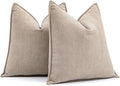 MIULEE Pack of 2 Beige Decorative Pillow Covers 16x16 Inch Soft Chenille Luxurious Couch Throw Pillows Farmhouse Cushion Covers with Elegant Design for Sofa Bedroom Living Room Home Decor