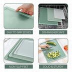 COOK WITH COLOR Extra Large Cutting Board Set, Jumbo-Sized Boards with Rubber Border for Enhanced Cooking Experience, 3-Piece, Sage