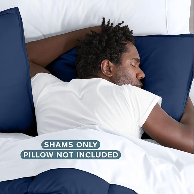 Bare Home Queen Pillow Sham Covers - Set of 2 - Premium 1800 Ultra-Soft Microfiber - Double Brushed - Bed Pillow Shams - Pillows Not Included (Set of 2, Dark Blue)