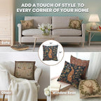 Charlotte Home Throw Pillow Covers - 14x14 Inch Decorative Tapestry Pillow Case for Sofa & Bed - Rabbit French Country Sofa Cushion Cases - Elegant Woven Accent Pillow Covers with Hidden Zipper