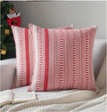 Christmas Pillow Covers 20x20 Inch Set of 2, Farmhouse Boho Christmas Decorative Couch Pillow Cases, Red Accent Pillows of Bed, Sofa Bedroom Living Room Home Decor Cushion Cover