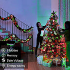 100FT 300 LED Christmas Lights Outdoor, Plug in Christmas String Lights Indoor, Waterproof & 8 Modes & Timer Function, Connectable Fairy Twinkle Light for Bedroom Patio Wedding Party Decor, Red Green