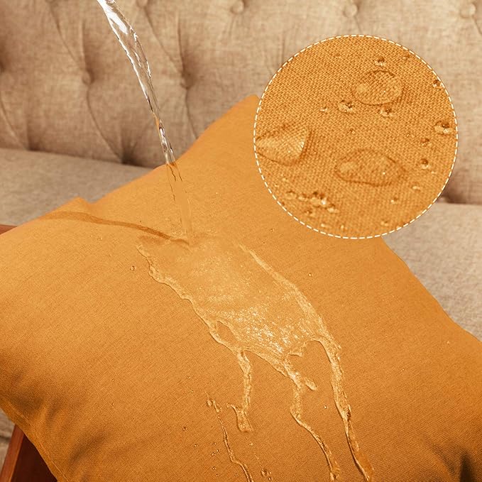 Boao 4 Pack Christmas Decorative Outdoor Waterproof Throw Pillow Covers Square Patio Balcony Garden Waterproof Cushion Case PU Coating Pillow Shell for Couch Bed Patio Sofa, 18 x 18 Inch(Light Orange)