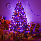 Purple Halloween Lights Outdoor, 100FT 300 LED Halloween String Lights with 8 Modes Waterproof, Plug in Green Wire Twinkle Tree Light for Indoor House Patio Garden Party Decorations