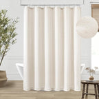 90 Inch Shower Curtain Linen Neutral Extra Long Shower Curtain for Bathroom Bath Drapes Earth Tone Boho Shabby Chic Country Rustic Cloth Drapes Bathroom Decor, Cream Colored Ivory, 72x90