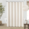 Extra Long Linen 84 Inch Shower Curtain Neutral Modern Bath Drapes Set 84 Inch Long with Hooks XLong Tall Farmhouse Boho Shower Curtains for Bathroom, Cream Ivory Birch, 72x84 Drapes