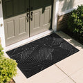 Yimobra Large Door Mat 60x36, All-Weather Waterproof Art Line Outdoor Mats for Front Door, Heavy Duty Non-Slip Welcome Matt for Garage Patio Proch Entryway Indoor, Black