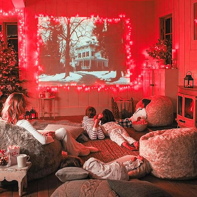 JMEXSUSS Red Halloween Decor String Lights Outdoor Indoor, 66ft 200 LED Red Christmas Lights Clear Wire, 8 Modes Halloween Twinkle Fairy Light Plug in for Tree Room Party Decorations
