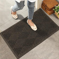 Sturdy Front Door Mat, Absorbent Muddy Dirt Resist Welcome Door Mats Outdoor Indoor, Stain and Fade Resistant, Non-Slip Rubber Backing Low Profile Doormat for Entryway, 30×17, Brown