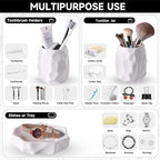 Ceramic Bathroom Accessories Set 4 PCS,Bathroom Toothbrush Holder Set,Soap and Toothbrush Holder Set,Include Toothbrush Holder,Soap Dispenser,Tumbler,Soap Dish,Bathroom Sets Decor Organizer (White)