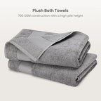 BIOWEAVES 100% Organic Cotton 700 GSM Plush Bath Towels 30" x 58" GOTS Certified - Light Grey, Pack of 2