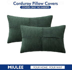 MIULEE Christmas Army Green Corduroy Pillow Covers Pack of 2 Boho Decorative Spliced Throw Pillow Covers Soft Solid Couch Pillowcases Cross Patchwork Cushion Covers for Living Room Bed Sofa 12x20 inch