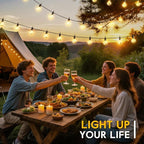 Minetom Outdoor Solar String Lights - 58 Ft Patio Lights with 25 G40 Plastic LED Bulbs, Commercial Waterproof Hanging Globe Light for Backyard Party Bistro Decor