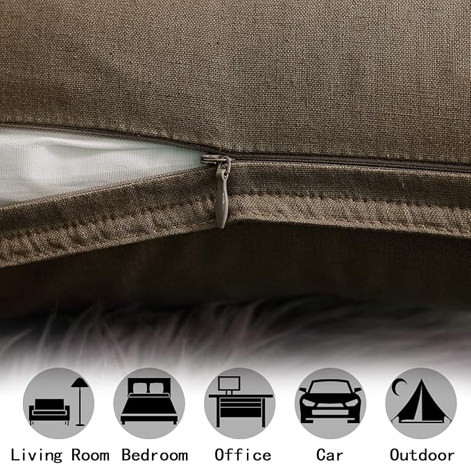 Jeanerlor 20"x20" Pillowcase Green Cousion Cover Decor Cotton Linen with Unique Design to Embellish Garden/Office/Chair/Bed/Couch,(50 x 50cm), Khaki