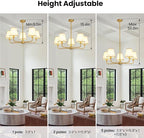 KAISITE Modern Gold Chandelier 5-Light Farmhouse Chandelier for Dining Room Industrial Dining Kitchen Light Fixture Over Table Ceiling Chandelier for Bedroom Living Room Foyer Entryway