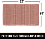 H.VERSAILTEX Upgraded Waffle Bath Mat Super Absorbent Bathroom Mats Non Slip Bath Rugs for Bathroom Floor Machine Washable Dry Fast Bathroom Rugs for Beside Tub, 20" x 32", Soft Pink
