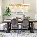 Modern Gold Crystal Chandelier, 39" Rectangle Oval Linear Pendant Light Fixture for Dining Room, Kitchen Island, Living Room, Bar