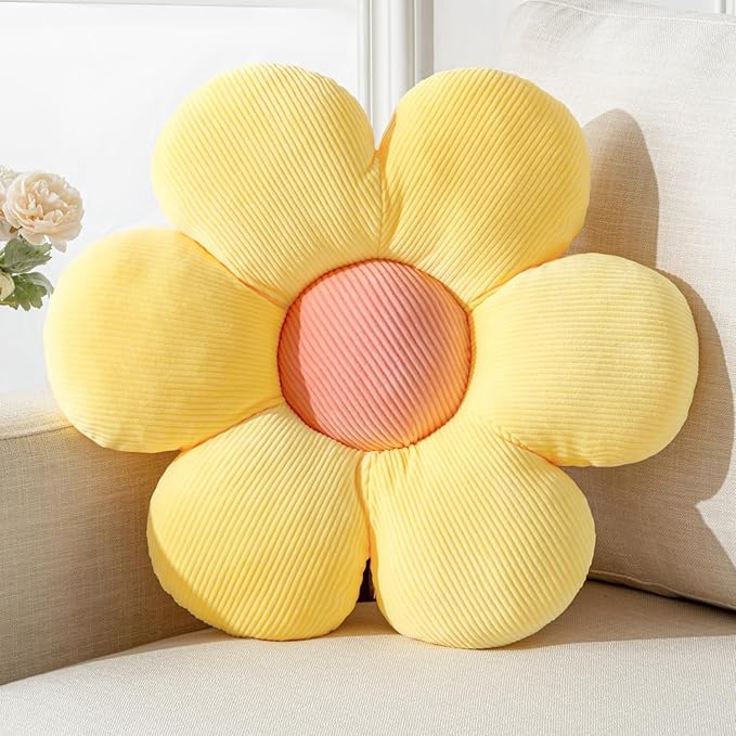 Flower Pillow, Cute Daisy Pillow Flower Shaped Throw Pillow Cushion Seating 19.6" Floor Pillows Home Decorative Cushion