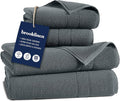 Brooklinen Super-Plush Turkish Cotton Bath Towel Set - 2 Bath Towels + 2 Hand Towels Cotton, 820 GSM, Highly Absorbent, Machine Washable, Perfect for Home & Bathroom (Slate Grey)