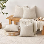 MIULEE Pack of 4 Couch Throw Pillow Covers 16x16 Inch Cream Soft Decorative Chenille Pillow Covers Farmhouse Accent Cushion Covers for Boho Home Decor Sofa Bedroom Living Room