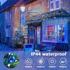 JMEXSUSS 66ft 200 LED Blue and White Christmas Lights, Outdoor Christmas String Lights Plug in, Expandable Christmas Lights for Tree Outside Party Home Decorations, EXS-S-0200