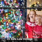 2 Pack Christmas String Lights Battery Operated, 32ft Green Wire 100 LED Fairy String Light with Remote Timer 8 Modes Dimmable for Indoor Outdoor Xmas Tree Wedding Party Decoration (Multicolor)