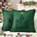 MIULEE Christmas Trees Pillow Covers Set of 2 Decorative Soft Throw Pillows Plush Faux Fur Wool Embroidered Couch Cushion for Holiday Winter Home Decor Chair Sofa Bedroom Living Room,Green 18x18inch