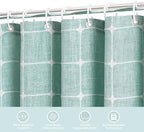 MitoVilla Teal Blue 36 x 72 Boho Small Stall Shower Curtain, Turquoise Narrow Polyester Linen Fabric Shower Curtains for Farmhouse Bathroom Decor, Half Size Cloth Shower Curtain Set with Hooks