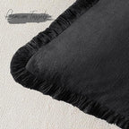 Woaboy Decorative Linen Fringe Throw Pillow Covers Boho Farmhouse Soft Cushion Covers Accent Pillowcases with Tassels for Living Room Couch Sofa Bed Chair,18x18 Inch Set of 2,Black