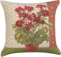 Charlotte Home Furnishings Floral Decorative Throw Pillow Cover 19x19 in, Geranium Red French Country Couch Pillow Case, Home Decor Cozy Tapestry Cushion Cover, European Cotton Jacquard Woven