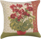 Charlotte Home Furnishings Floral Decorative Throw Pillow Cover 19x19 in, Geranium Red French Country Couch Pillow Case, Home Decor Cozy Tapestry Cushion Cover, European Cotton Jacquard Woven