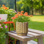 Ceramic Planter - 7.6 Inch Ceramic Plant Pots Indoor, Round Flower Pots with Drainage Hole, Fluted Decorative Outdoor Planters, Office Home Decor, Plant Lover Gifts, Yellow