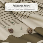 AmazerBath Farmhouse Shower Curtain, Brown Shower Curtain Set with Tassels, Rustic Faux Linen Brown Striped Boho Shower Curtain with Hooks, Warm Tan Toned, 72x72 Inches